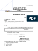 Exelient International Training Institute, Inc.: Letter of Application/Intent