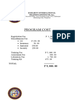 Program Cost: Exelient International Training Institute, Inc