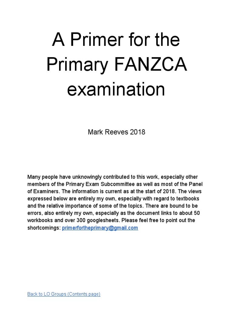 Primer for the ANZCA Primary Exam | PDF | Lung | Breathing