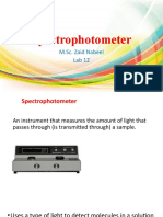 Spectrophotometer: M.Sc. Zaid Nabeel Lab 12