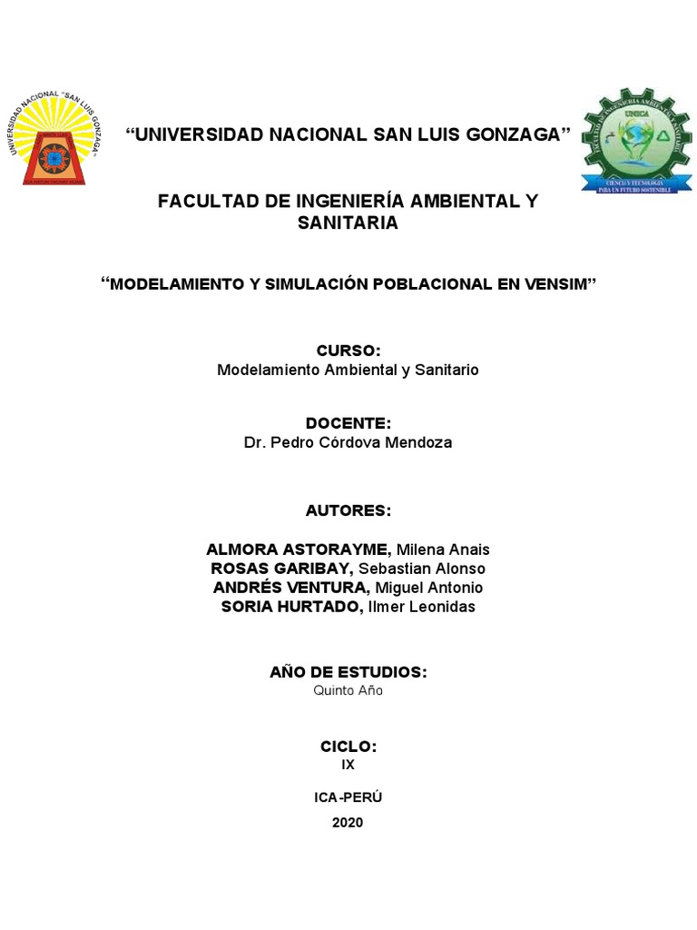 MODELAMIENTO Y SIMULACIÓN POBLACIONAL-vensim | PDF