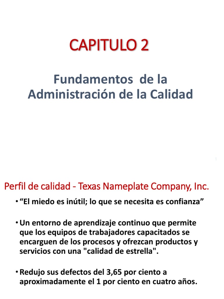 Capitulo 2 Fundamentos PDF | PDF | Gestión de la calidad | Calidad ...