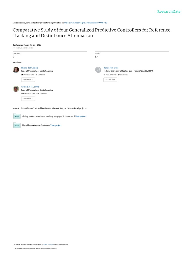 Comparative Study of Four Generalized Predictive C PDF | PDF | Control ...