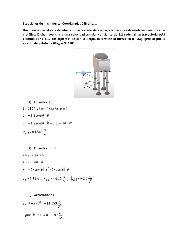 Ecuaciones de Movimiento Coordenadas Cilíndricas PDF