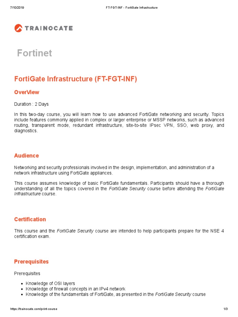 FT-FGT-INF - FortiGate Infrastructure | PDF | Virtual Private Network ...