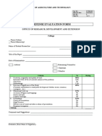 Defense Evaluation Form: Office of Research, Development and Extension