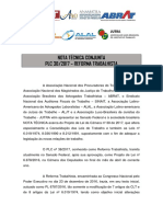 ANPT - Nota Técnica Conjunta - Reforma Trabalhista PDF