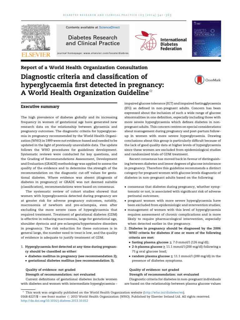 WHO Guidelines on Hyperglycaemia in Pregnancy | PDF | Gestational ...