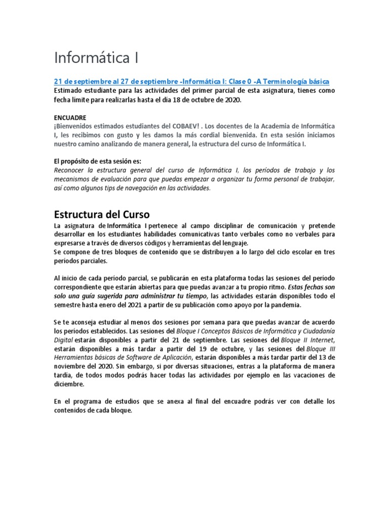Informática I Semana 0y1 | PDF | Periférico | Hardware de la computadora