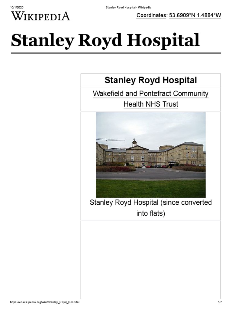 Stanley Royd Hospital - Wikipedia PDF | PDF | Medical Humanities ...