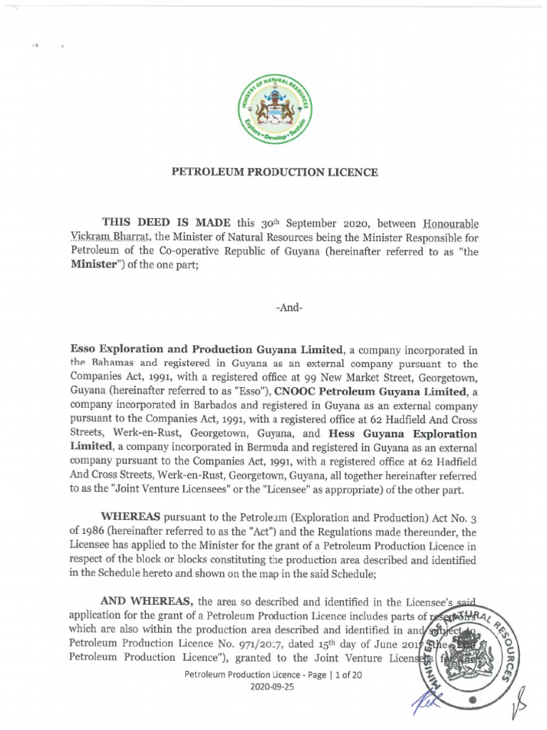 Payara Field Petroleum Production License | PDF