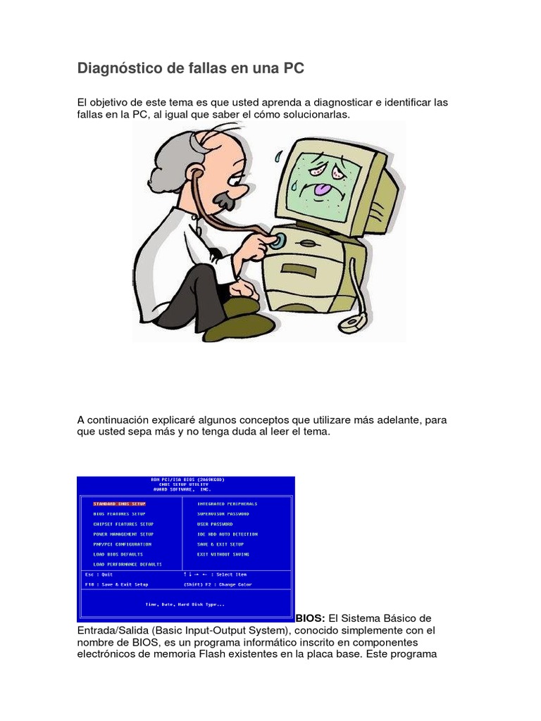 Diagnóstico De Fallas En Una Pc Pdf Hardware De La Computadora