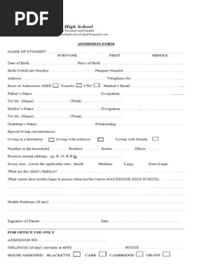 Admission  / Interview Form
