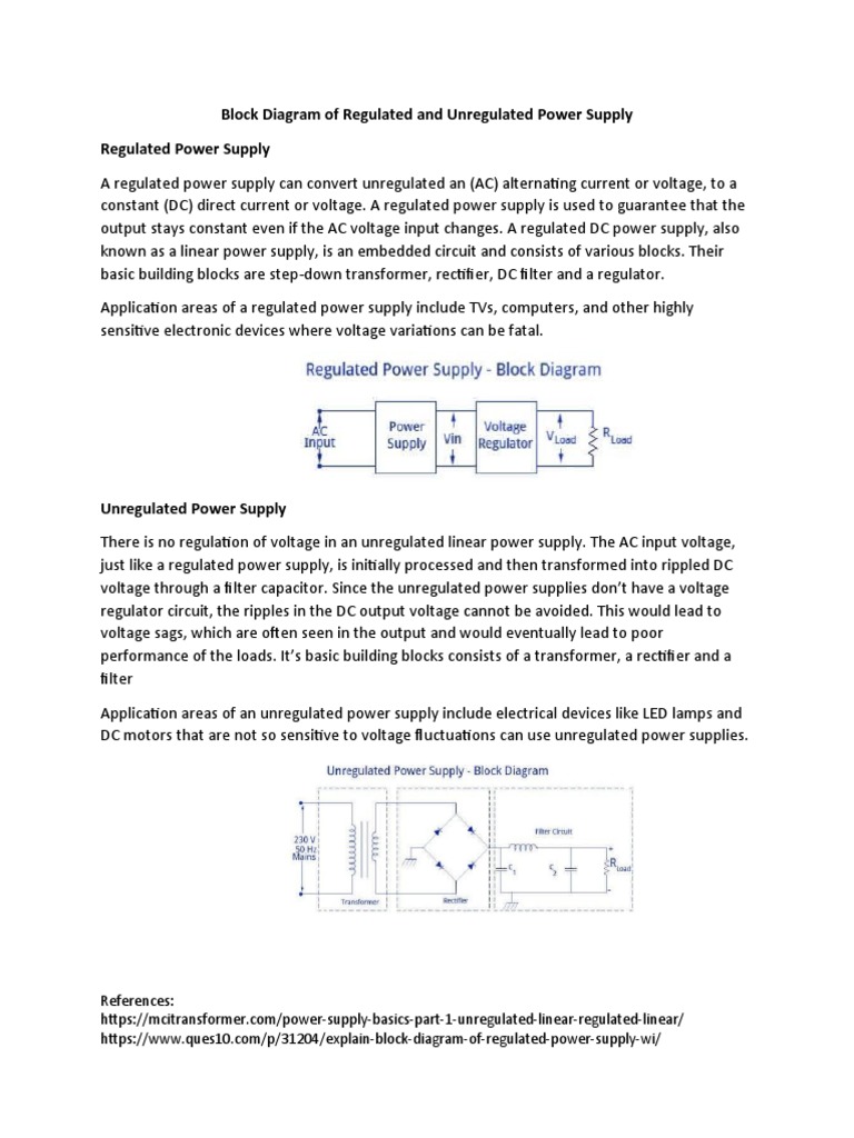 Regulated and Unregulated Power Supply PDF