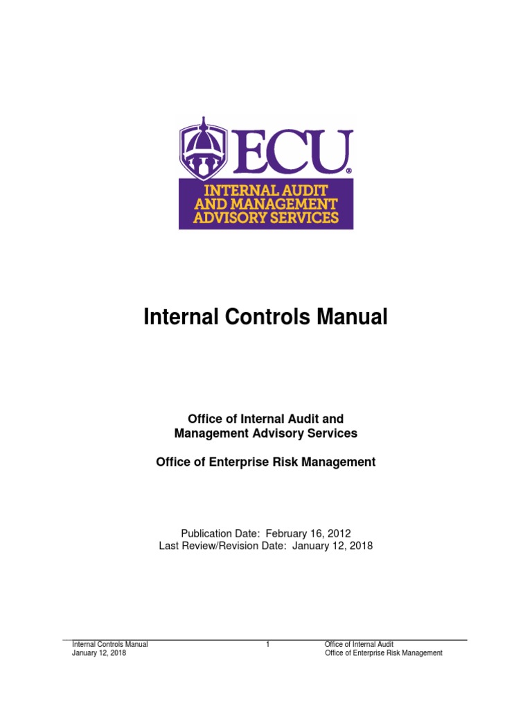 ECU Internal Controls Manual | PDF | Internal Control | Risk Management