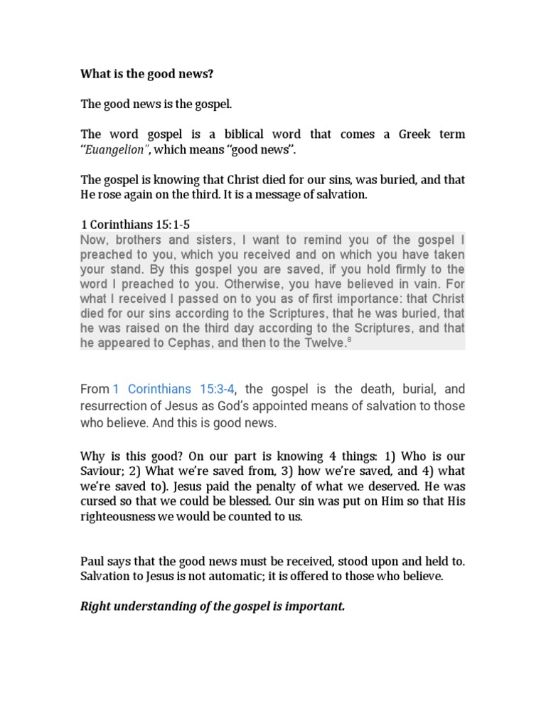 Glc 1 Notes Pdf The Gospel Salvation