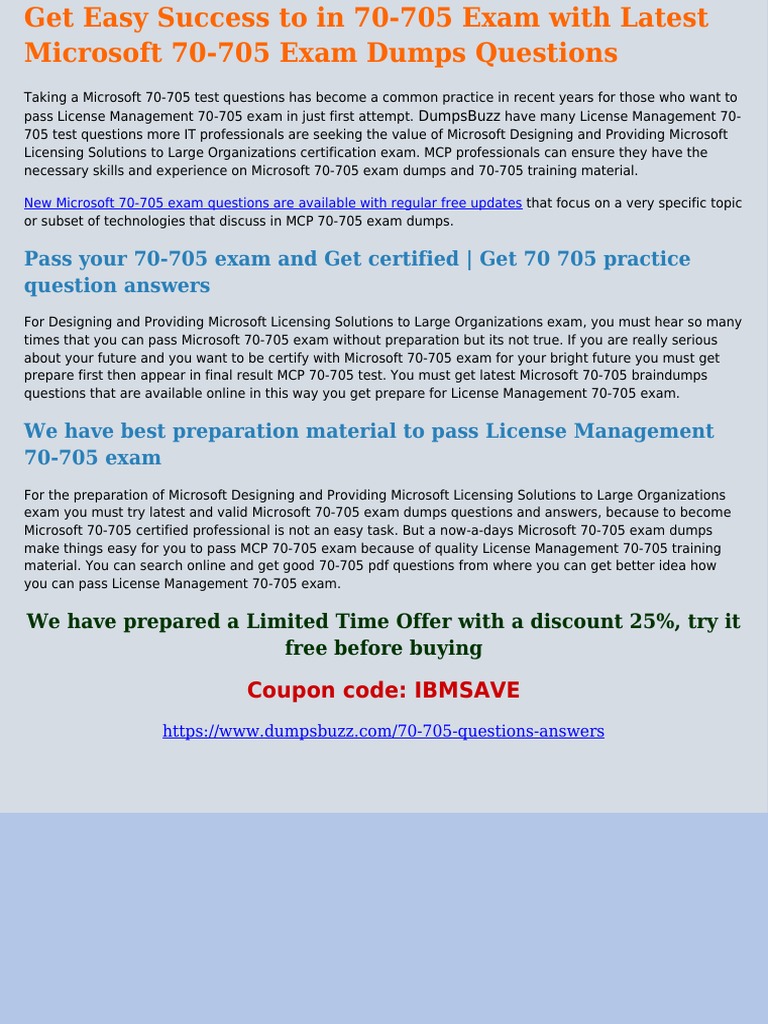 Pass Your 70-705 Exam and Get Certified - Get 70 705 Practice Question ...