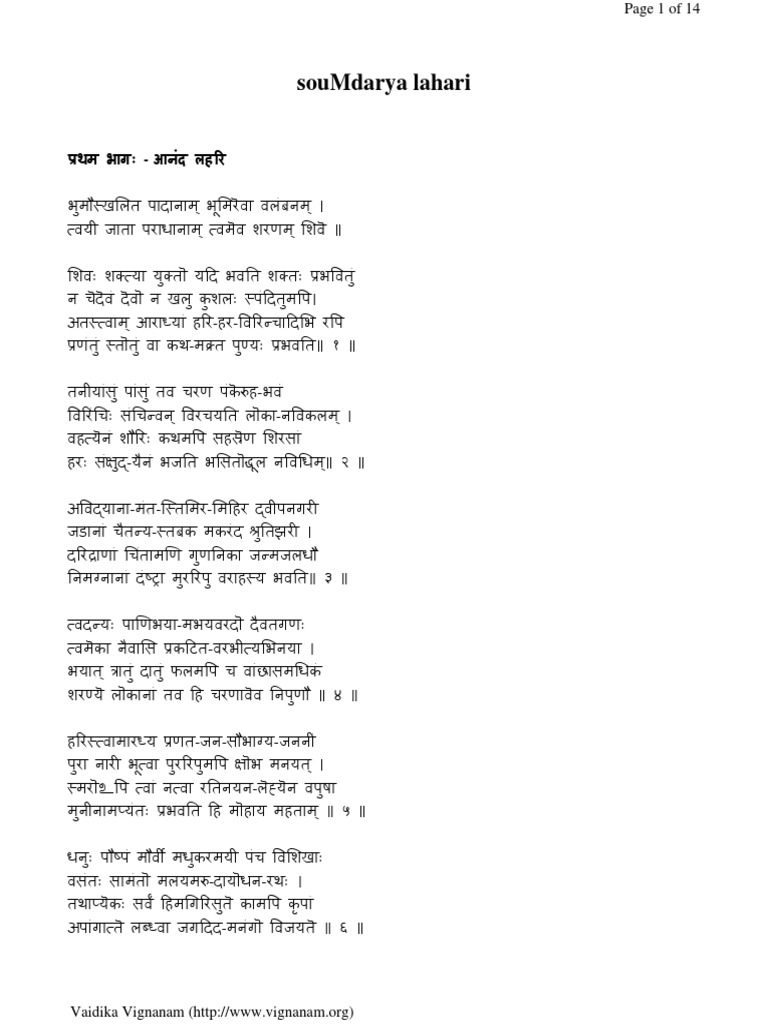 Soundarya Lahari Hindi | PDF