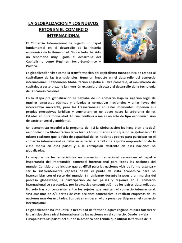 La Globalizacion y Los Nuevos Retos en El Comercio Internacional | PDF ...