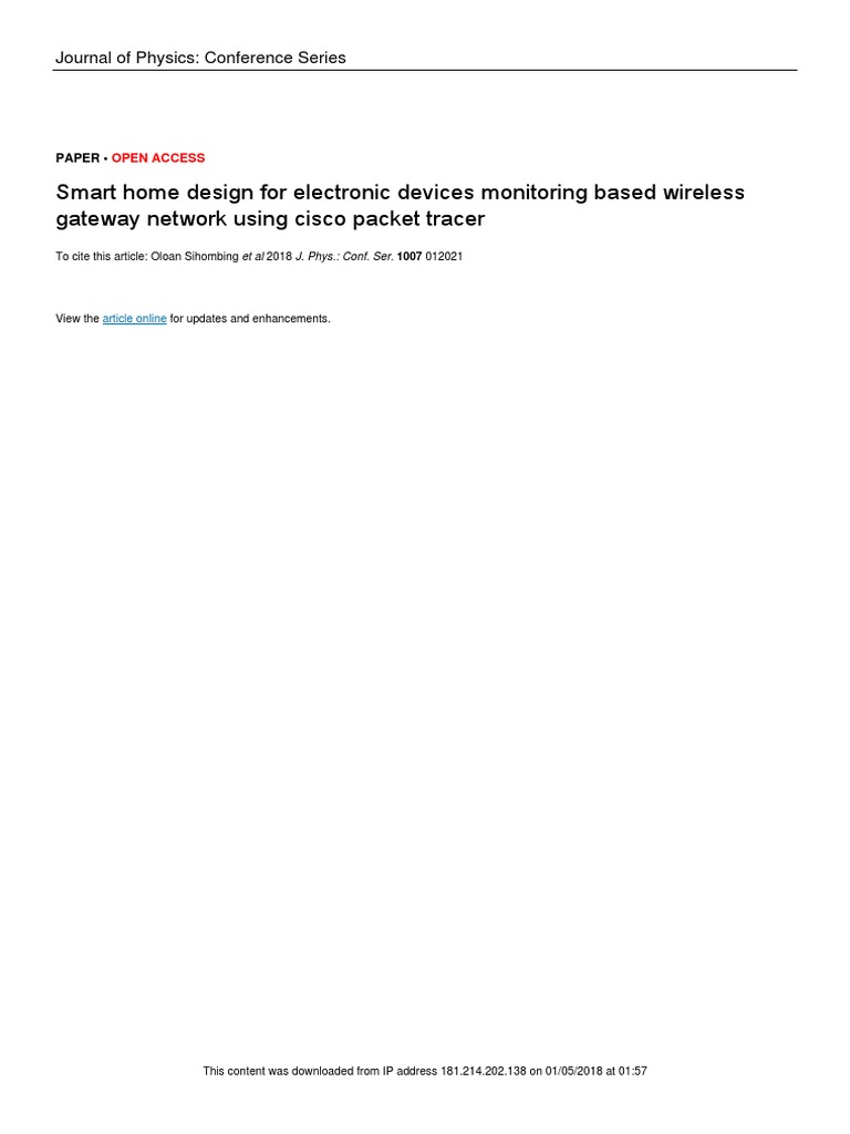 Smart Home Design with Cisco Packet Tracer | PDF | Internet Of Things ...