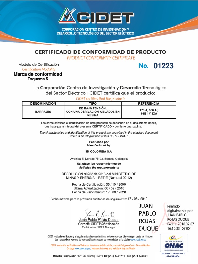 certificaci-n-empalmes-resina-3m-91b1-pdf-energ-a-y-recursos
