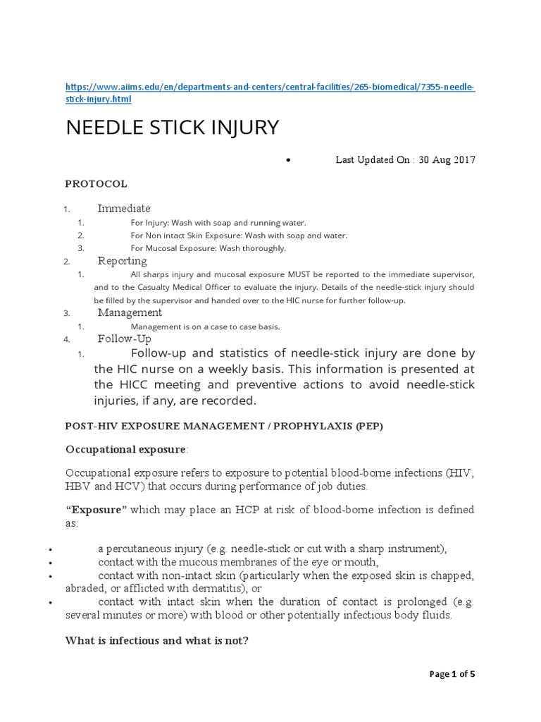 Needle Stick Injury | PDF | Safe Sex | Epidemiology
