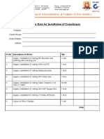 Contractor Rate For Installation of Transformer: Oasis Engineering & Fabrication Works