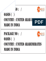 Package No: / Oasis Country: United Arab Emirates Made in India Package No: / Oasis Country: United Arabemirates Made in India