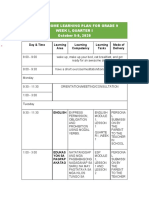 Weekly Home Learning Plan For Grade 9 Week I, Quarter I October 5-9, 2020