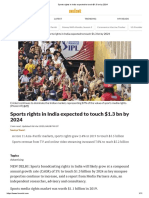 Sports Rights in India Expected To Touch $1.3 BN by 2024