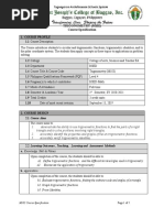 Trigonometry (M102) Course Specification: A2. Enumerate The Application of Trigonometry