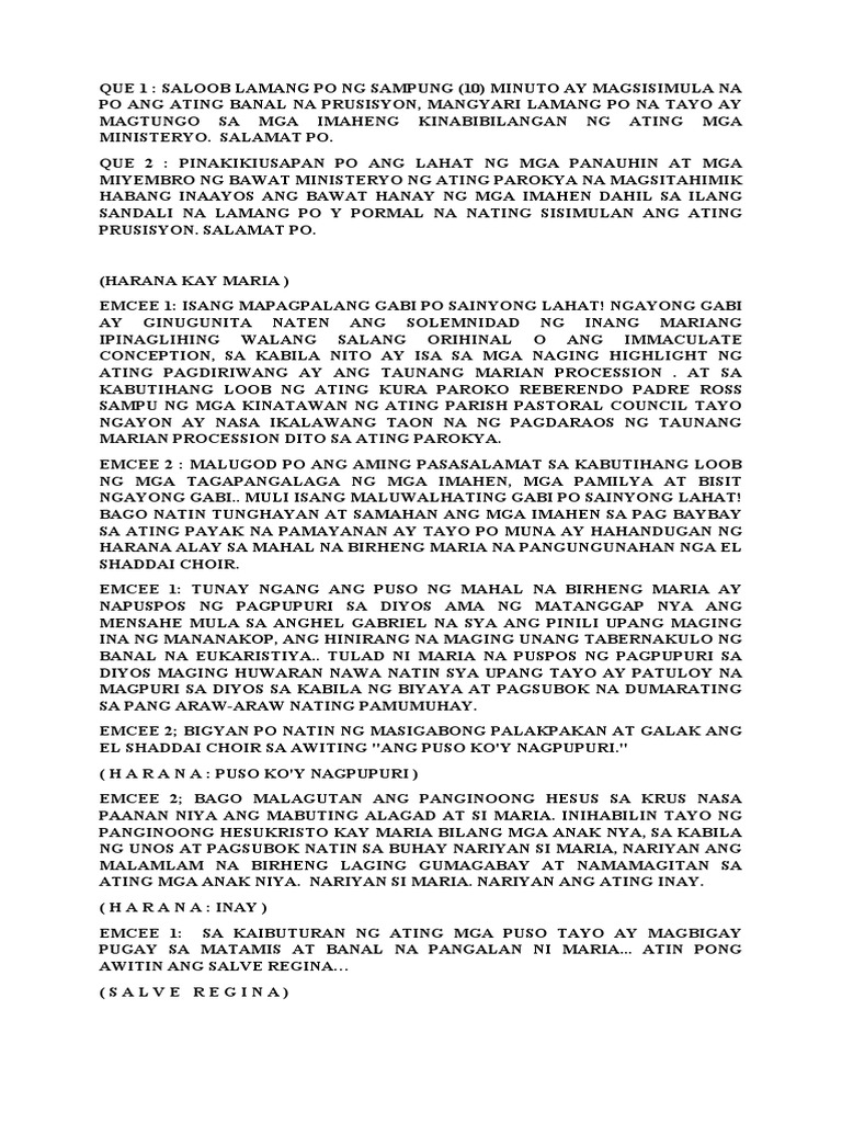 Marian Procession Script PDF