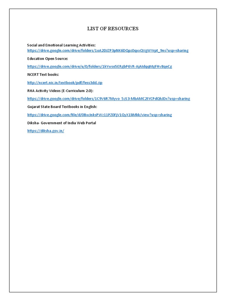 Essential Educational Resources Links | PDF