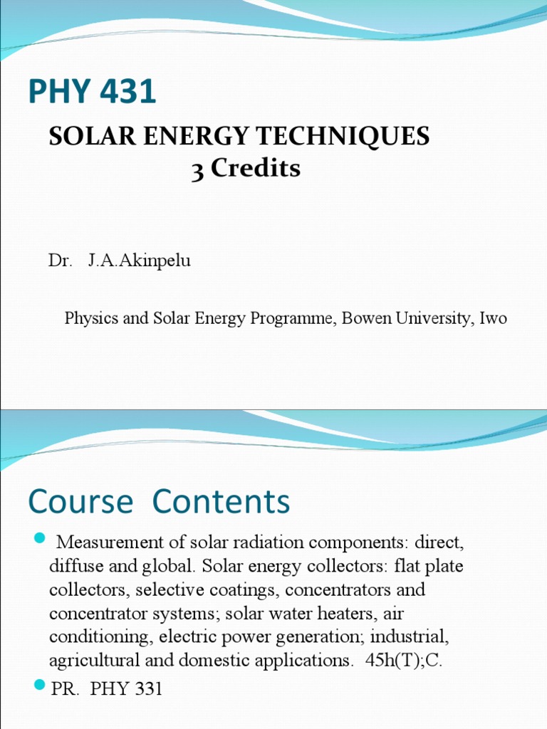 Solar Energy Measurement Techniques | PDF