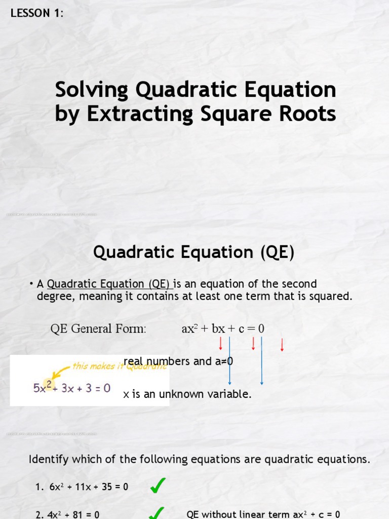 Solving Quadratic Equations by Roots | PDF | Quadratic Equation | Equations