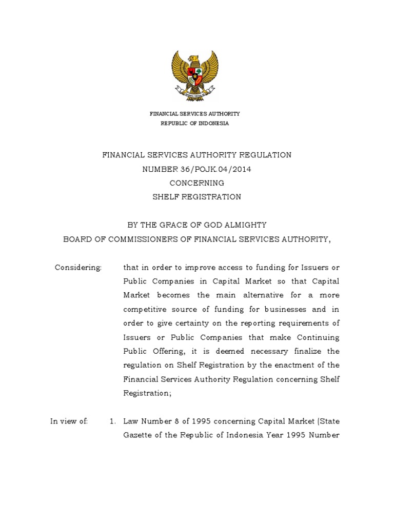 WEEK 4 0 11. POJK 36 Shelf Registration Download Free PDF