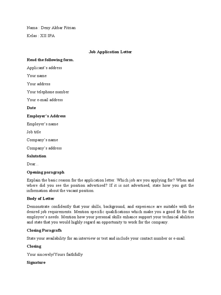 Job Application Letter | PDF