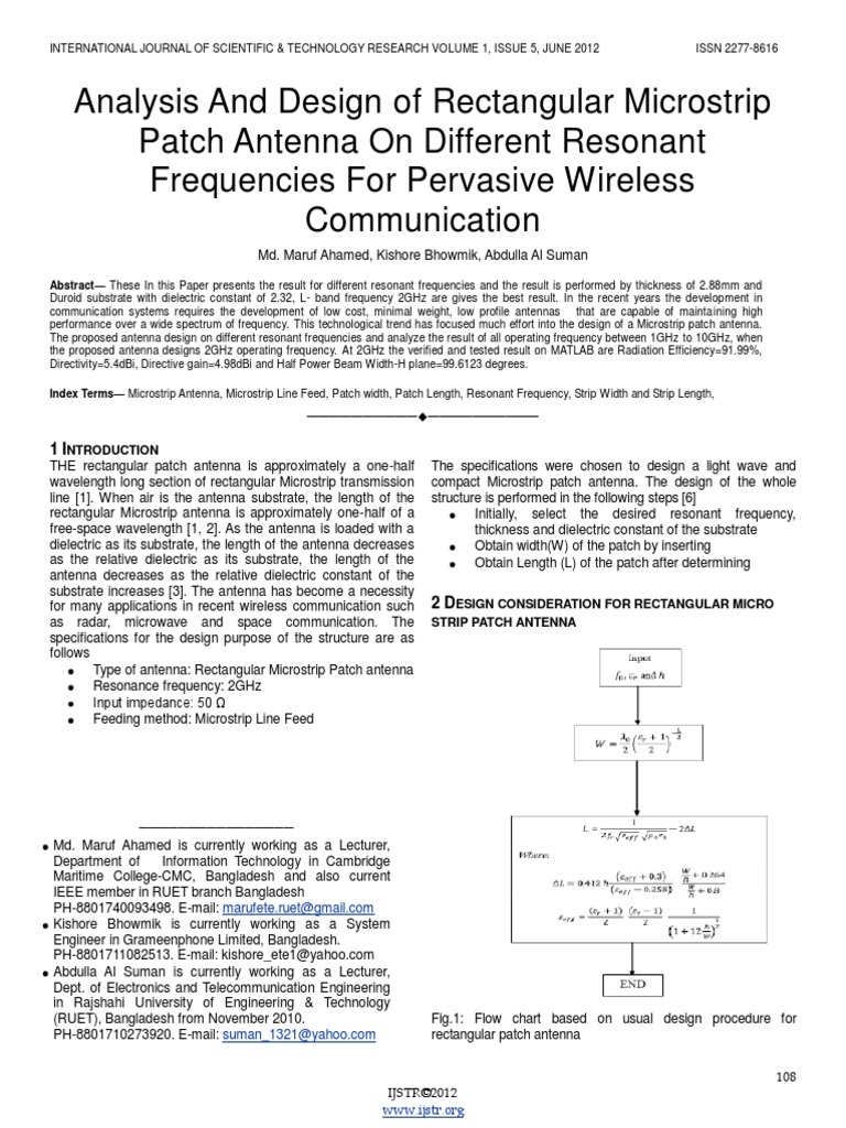 Analysis and Design of Rectangular Microstrip Patch Antenna On ...