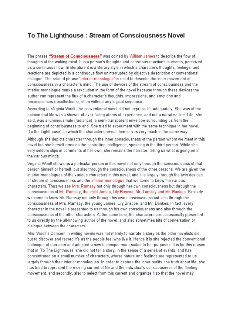 Virginia Woolf's Stream of Consciousness in 'To the Lighthouse' | PDF ...
