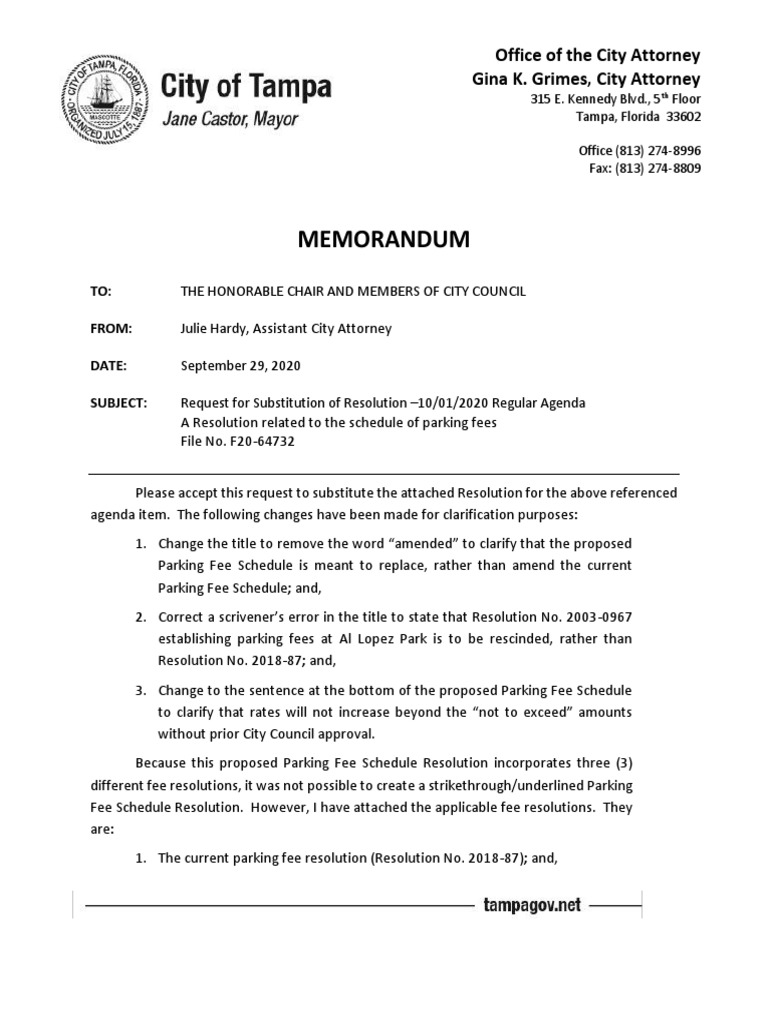 Memorandum Office of The City Attorney Gina K. Grimes, City Attorney