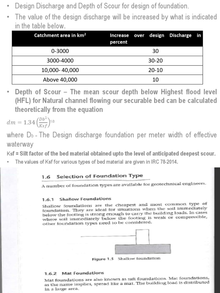 Design Discharge and Scour Depth Calculation | PDF