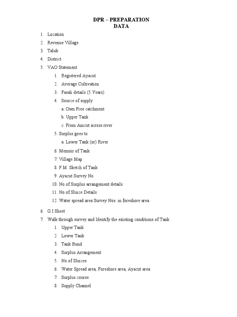 DPR - Preparation Data | PDF | Drainage Basin | Contour Line