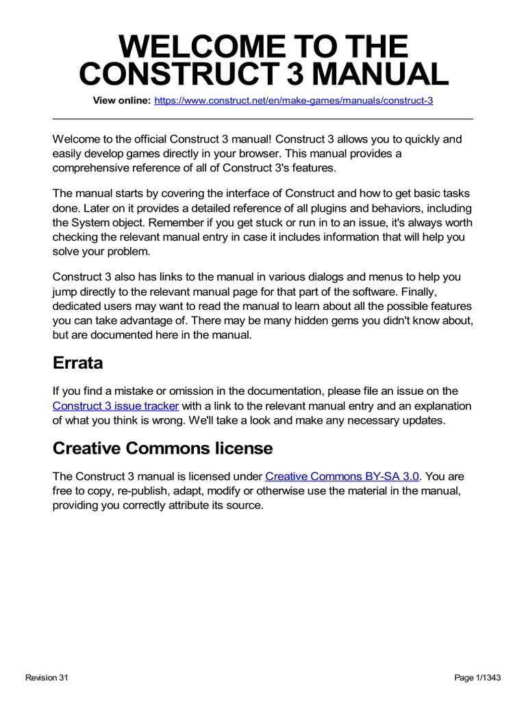 Construct 3 User Manual Overview | PDF | Online And Offline | Computer File