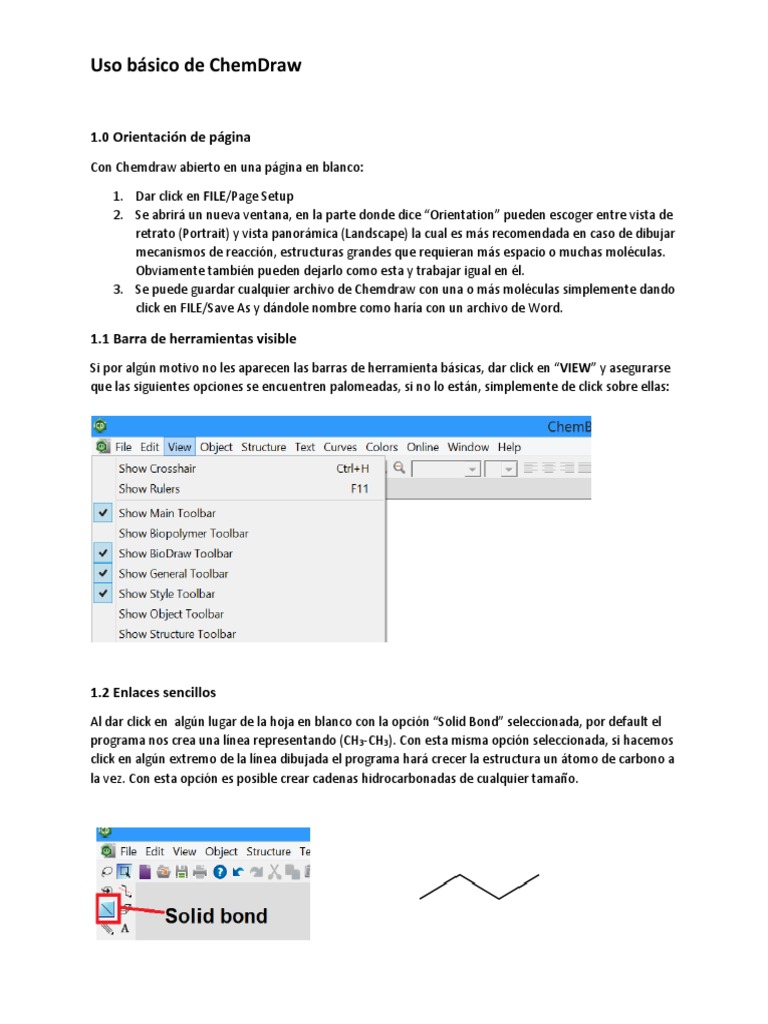 Guía básica de ChemDraw: dibujo y edición de estructuras químicas | PDF ...