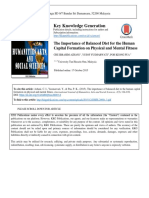 Key Knowledge Generation: The Importance of Balanced Diet For The Human Capital Formation On Physical and Mental Fitness