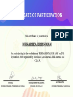 Certificate of Participation: Neharika Krishnan