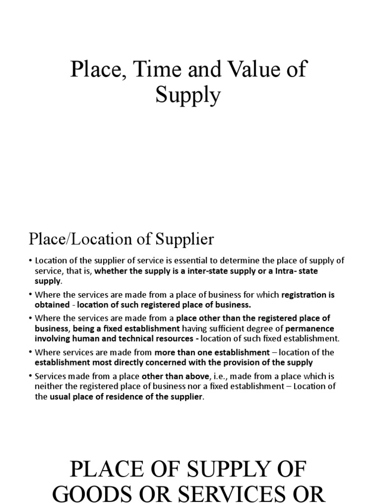 Place and Value of Supply PDF Prices Taxes