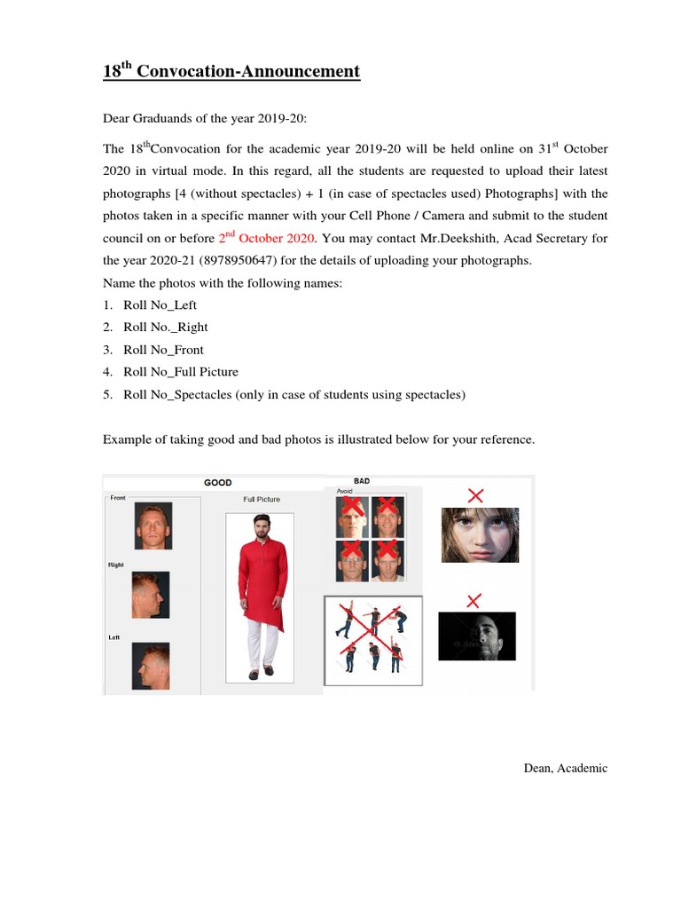 18th Convocation Photo Submission Guide | PDF