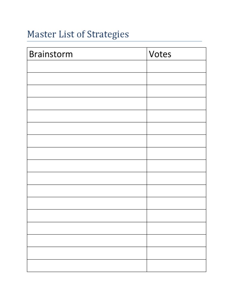 Master List of Strategies | PDF