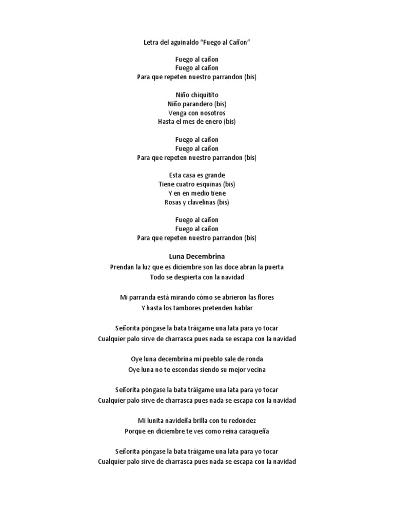 Letra Del Aguinaldo | PDF